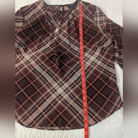RW&CO. Red and Black Plaid Blouse - Picture 9 of 12